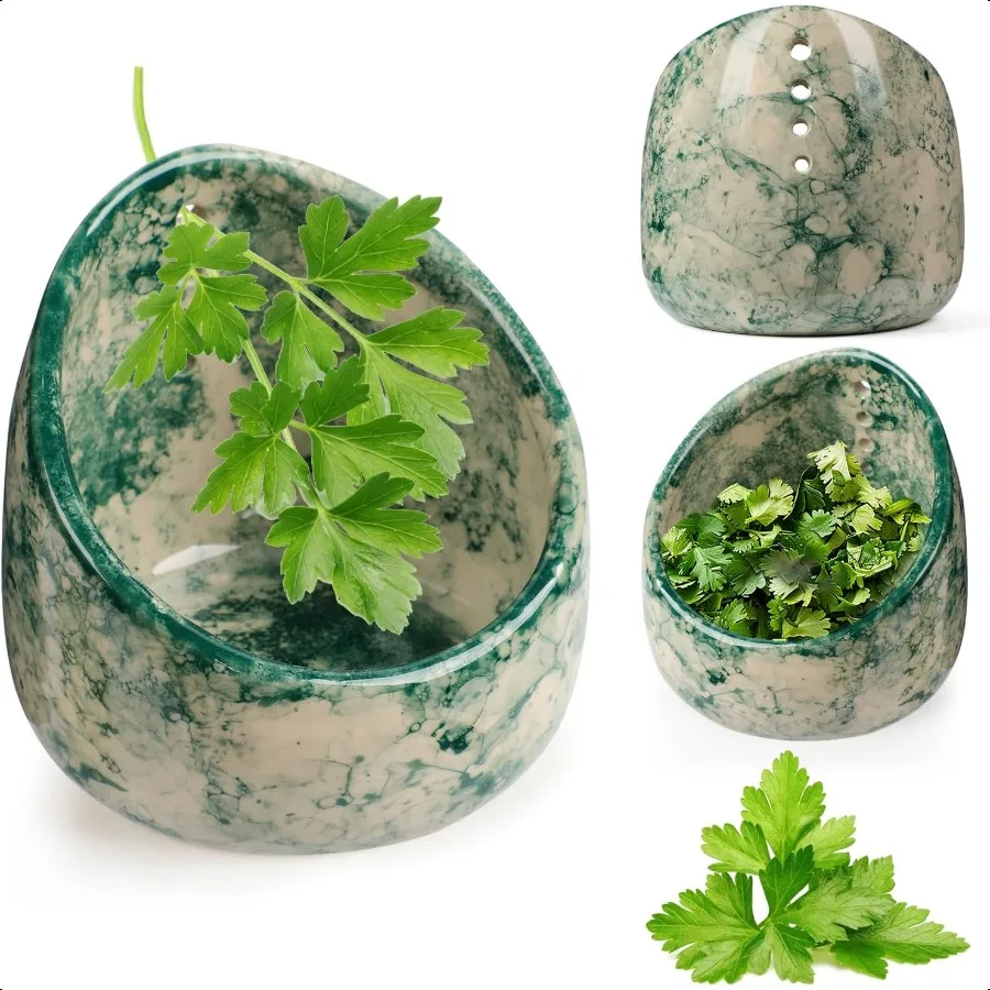 

Py Herb Stripper Bowl Handmade Ceramic Herb Peeling Bowl for Separating Leaves and Stems Green