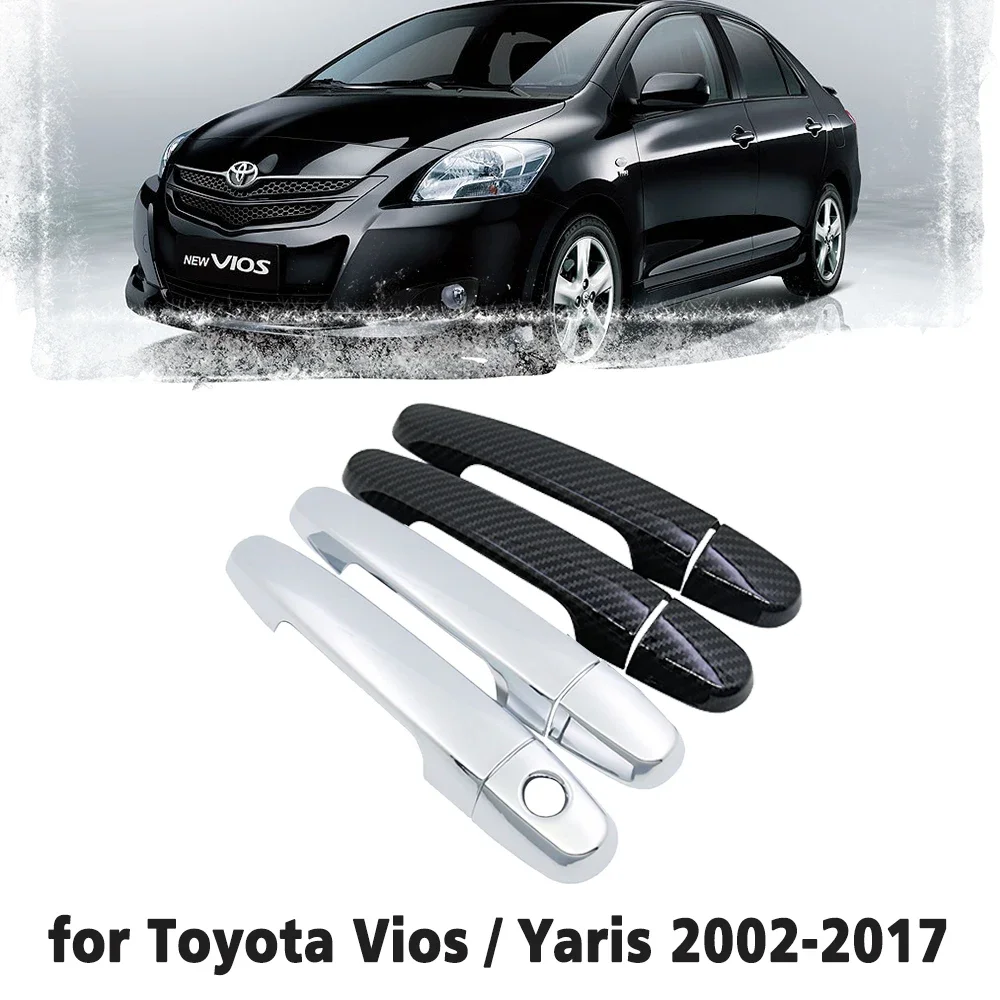 

Black Carbon Fiber handle Or Chrome Side Door Cover for Toyota Vios Yaris XP40 XP90 XP150 Belta 2002~2017 Car Styling 2003 2004