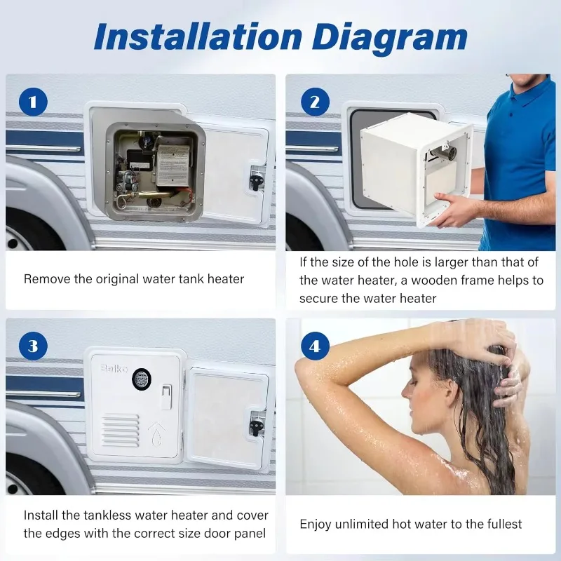 سخان مياه Next-Gen DC 12V 12L LPG، 3.4 GPM 84K BTU نظام عالي الكفاءة مع تحكم دقيق في درجة الحرارة لـ RV & خارج الشبكة #4