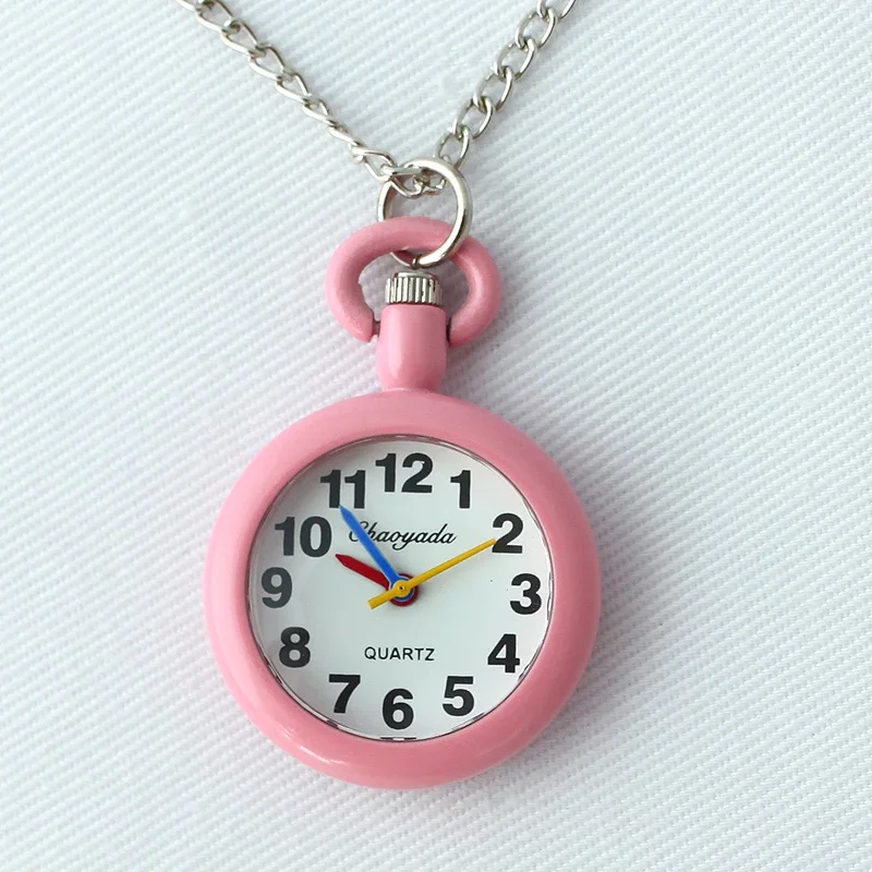 Colorful Pendant Necklace Quartz Pocket Watch Women Lady Girl Unisex Gift GL53 Boy Girls Student Watches