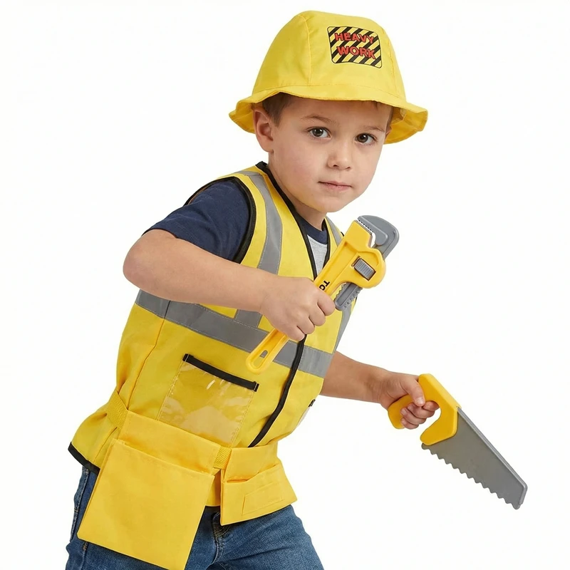 

Carnival Niño Construction Worker Costume Yellow Vest And Hat Perfect For Enfant Birthday Parties Halloween Cosplay Gift