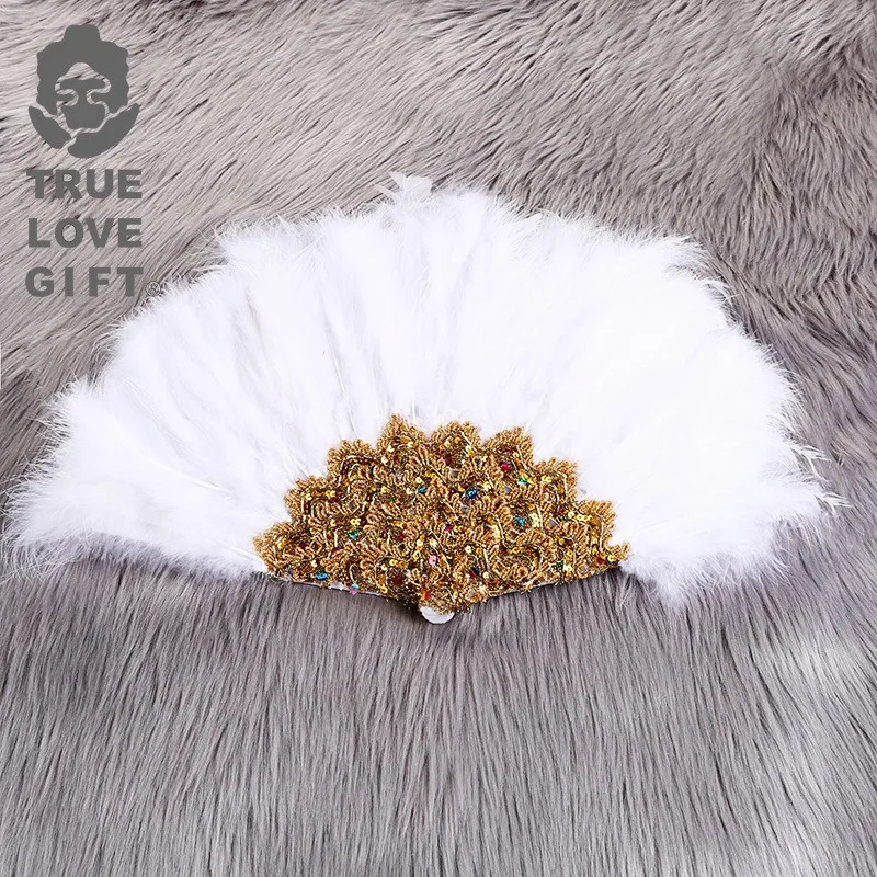 Wedding bride feather fan hand holding fan  craft handmade DIY dress with fan