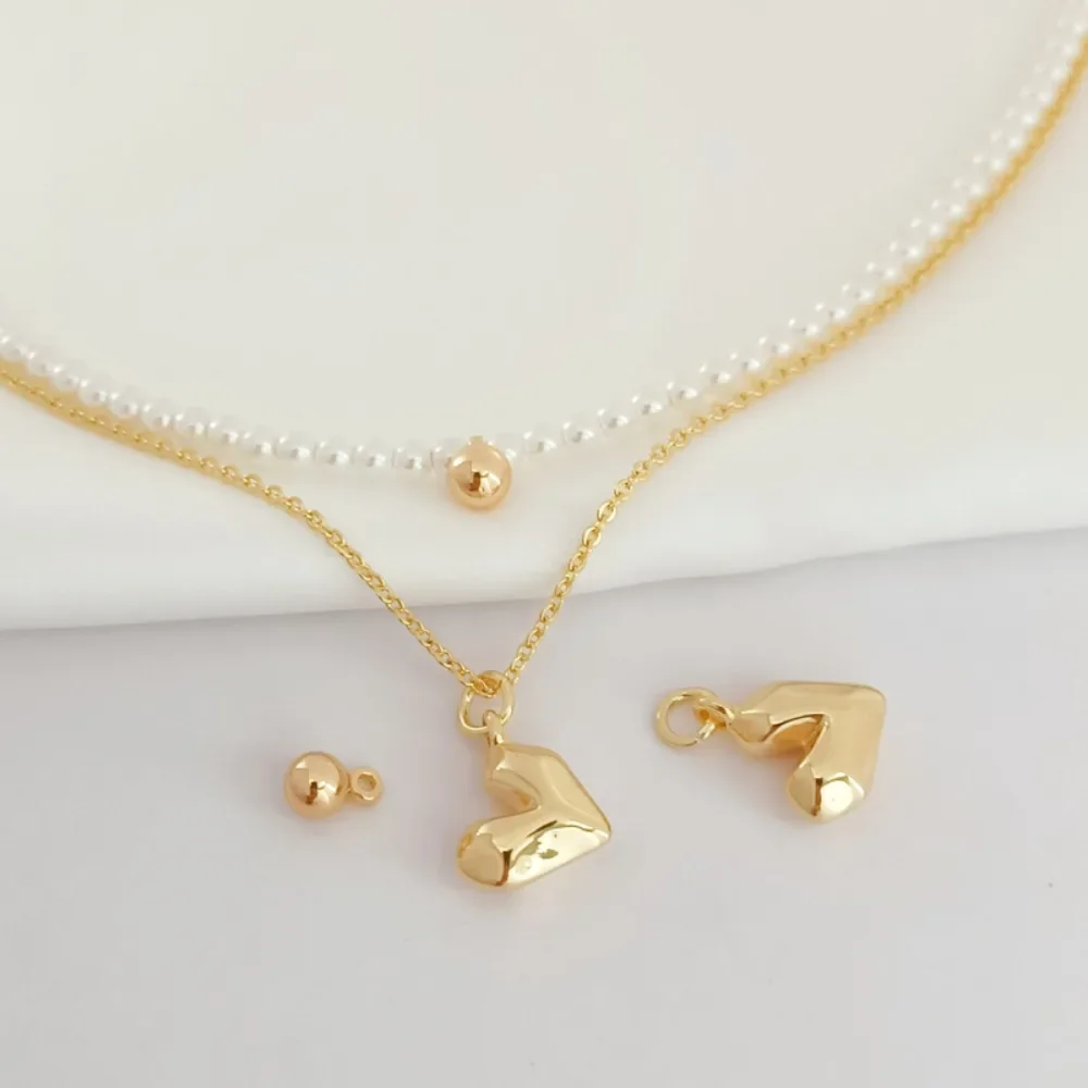 

14K Copper-plated Real Gold Solid Bright Surface Pendant, Special-shaped Heart Pendant, DIY Handcrafted Pendant and Accessory