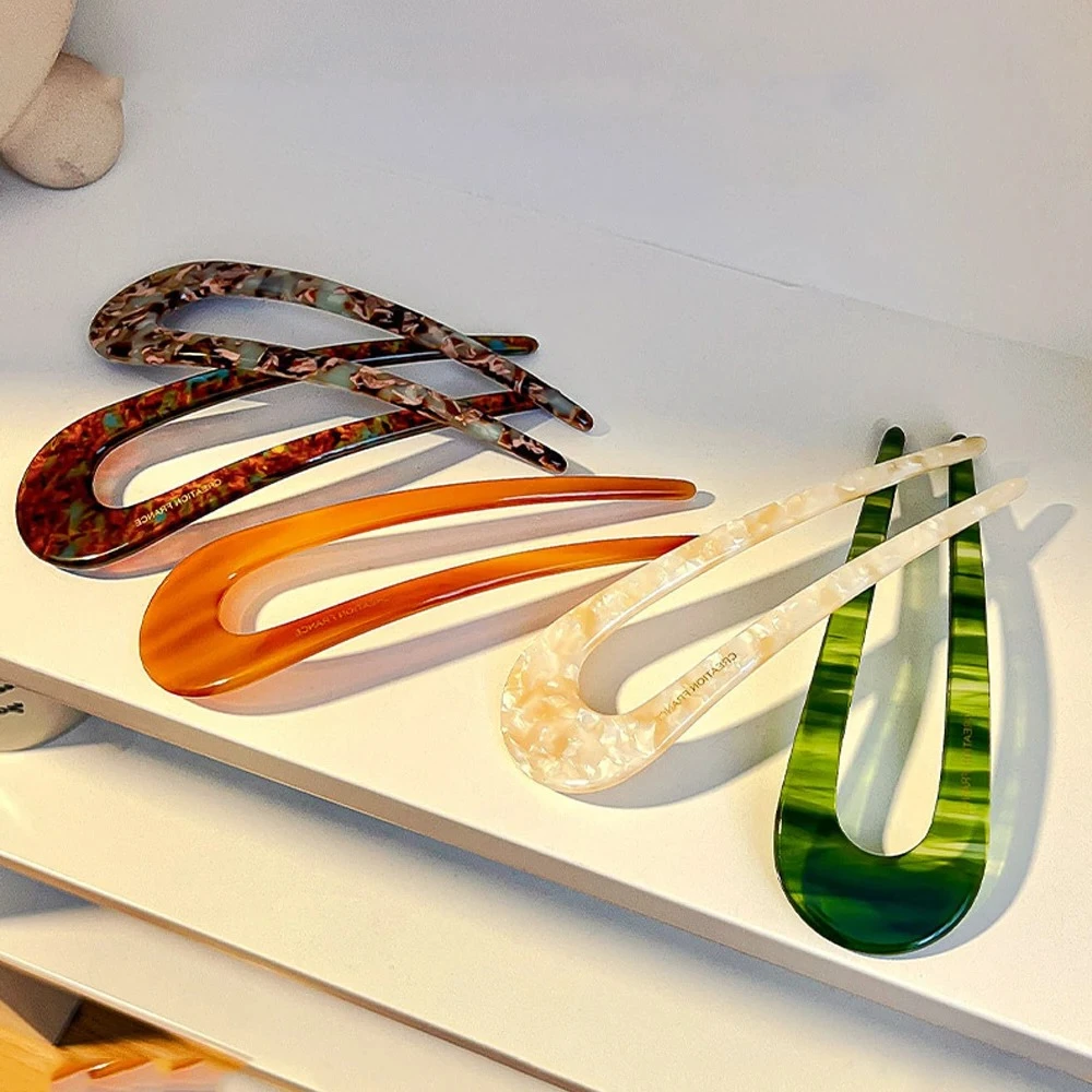 

French Styles Hair Forks Tortoiseshell U Shape Hairpins Women Girls Bun Hair Sticks Summer Vintage Hairstyle Accessories