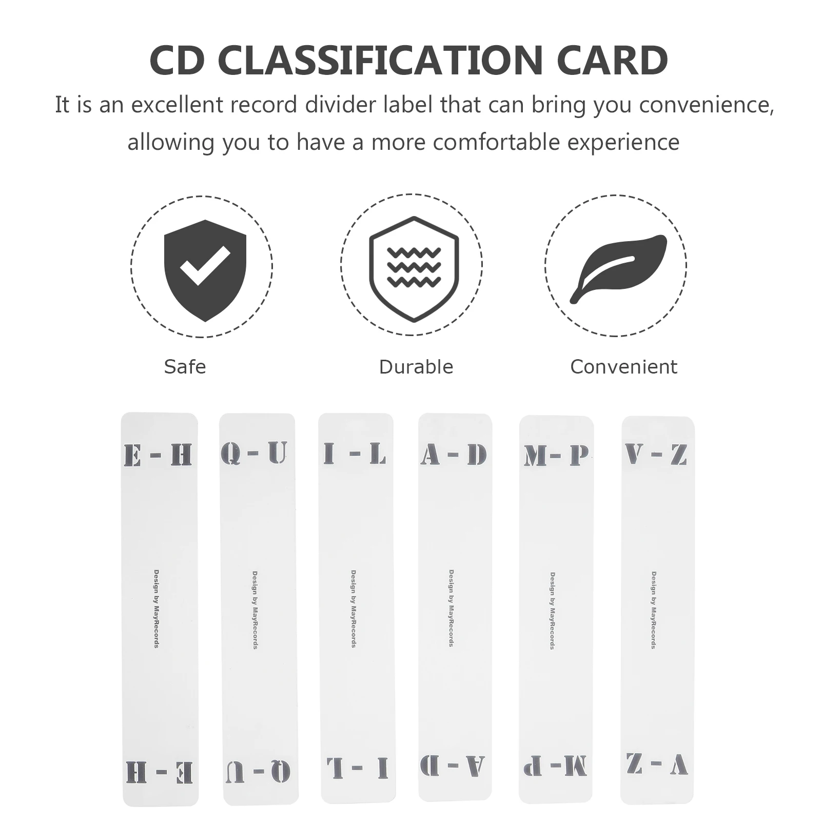 6 قطعة فواصل سجل الأكريليك A-Z تصنيف الحروف لمجموعة الأقراص المضغوطة فواصل السجلات بطاقة مقسم القرص Cd #3