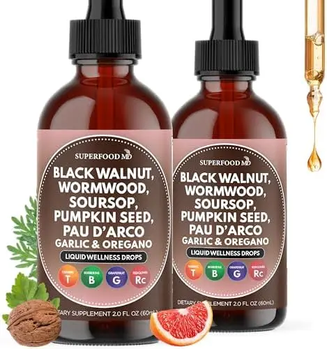 

Wormwood Black Walnut Cleanse Drops – 4 oz Detox Tincture with Turmeric & Oregano