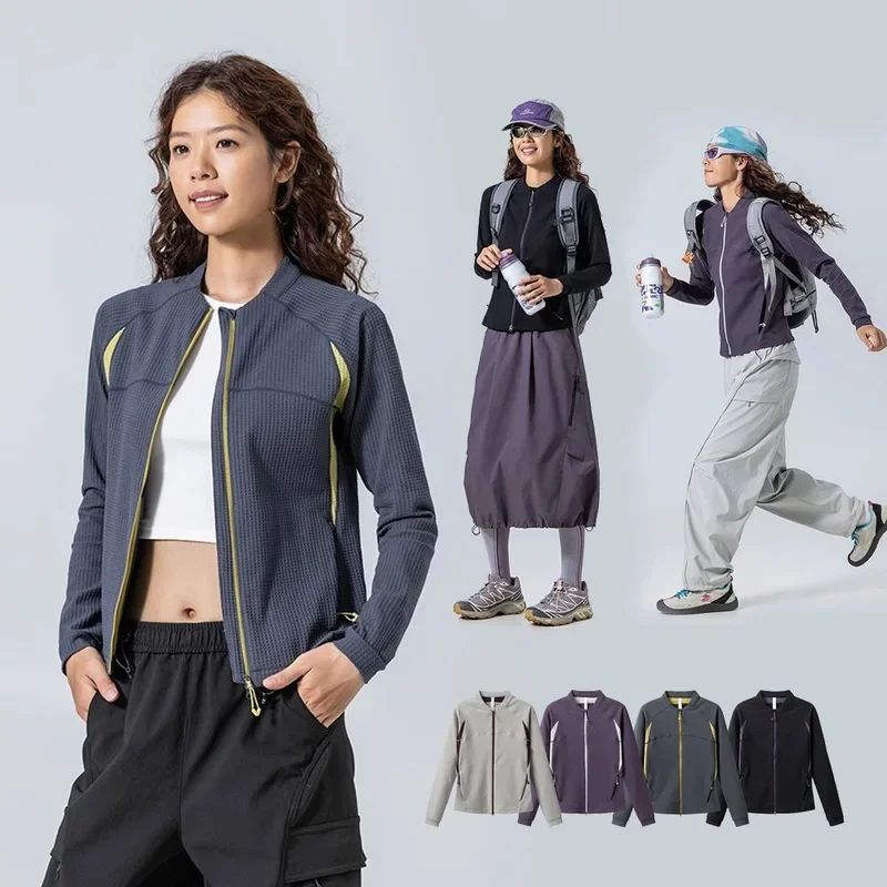 Women Outdoor Cycling Hiking Long Sleeve Sport Quick Dry T-shirt Spicy Girl Y2k Streetwear Slim Short T Shirt Coat Female Tshirt