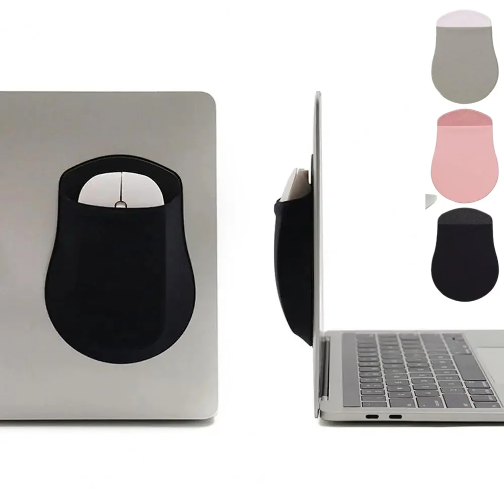  1pc Slim Mouse Holder for Laptop Universal Stick-On Mouse Pouches with Reusable Adhesive Mouse Pocket Reusable Mouse Storage B