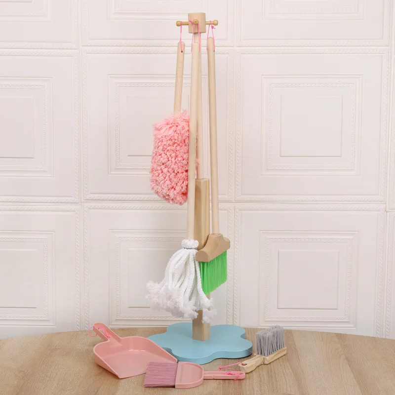 

Pretend Simulation Children's Cleaning Set Early Education Wooden Broom Sweeping Mopping Cleaning Toy