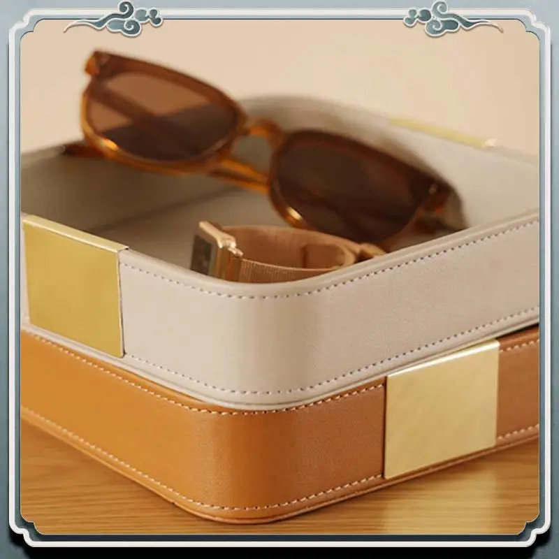 Leather Desktop Storage Tray Catchall Organizer Tray For Entryway Table To Hold Jewelry Watch Phone Wallet Container A Durable