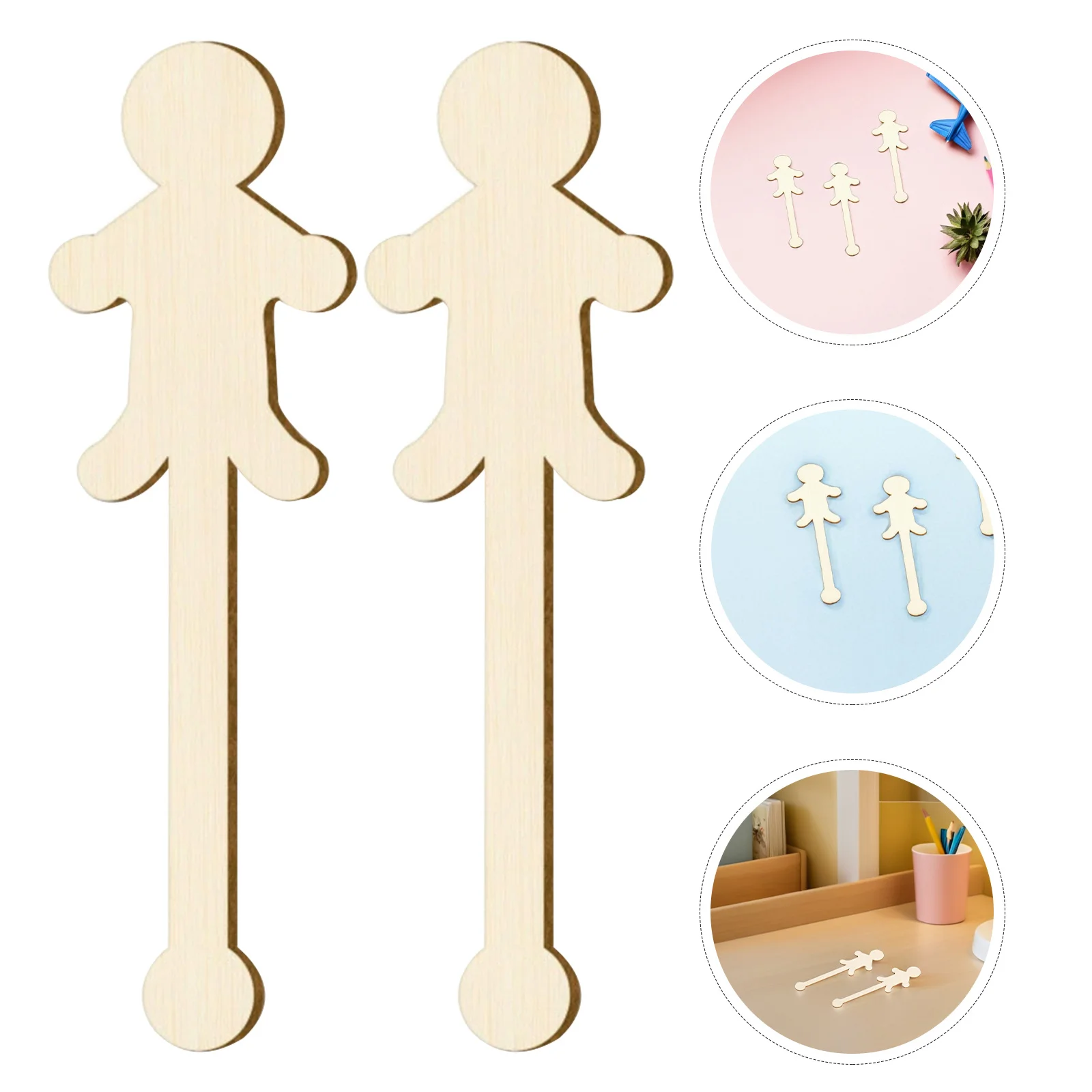 

100Pcs Wooden Craft Sticks for Kids Painting Drawing Set Unfinished People Shapes Smooth Edges Art Supplies for Children Family