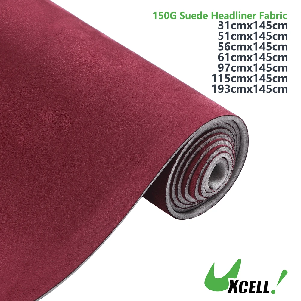UXCELL 150G Zamszowa tapicerka 56x145cm 61x145cm 115x145cm 193x152cm Piankowy tył do naprawy dachu wnętrza samochodu Wino czerwone