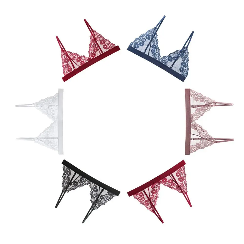 Anti Sag Transparent Beauty Back NO Steel Ring Women Intimates Tube Top Flower Lace Bralette Women Bras Triangle Cup