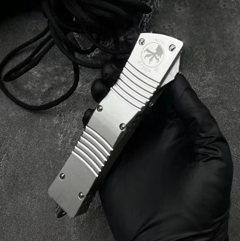 

Micro Tech Troodon GenII OTF Нож Серебристый Тактический Открытый EDC Нож D2 Лезвие Ручка из Алюминиевого Сплава Мультитул Нож