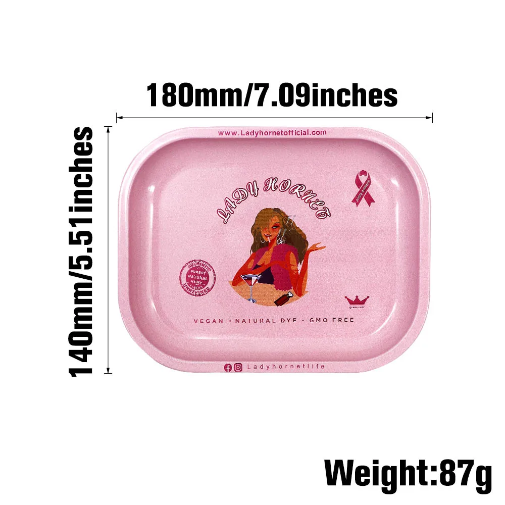 Lady Hornet Pink Aluminum Rolling Trays 140*180MM Matte Metal Rolling Tray Herb Fumar Accessoires