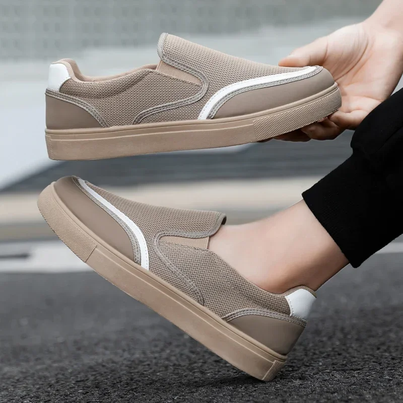 2024 Spring/Summer New Large Men's Shoes Ice Silk Canvas Shoes for Lazy Men, One Step Casual Board Shoes