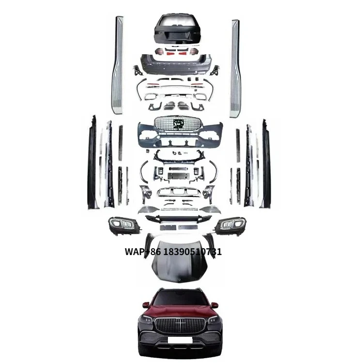 GL GLS X166 Upgrade Style Body Kits Headlight Hood Tail Lights Tailgate Bumper Electric Pedals Grille Bodykit for Benz