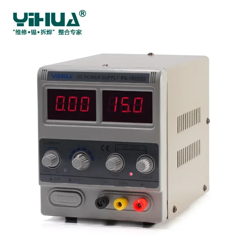 YIHUA 1502DD Adjustable Variable Output DC Power Supply LED Display Phone Repair Power Test Regulated Power Supply 15V 2A