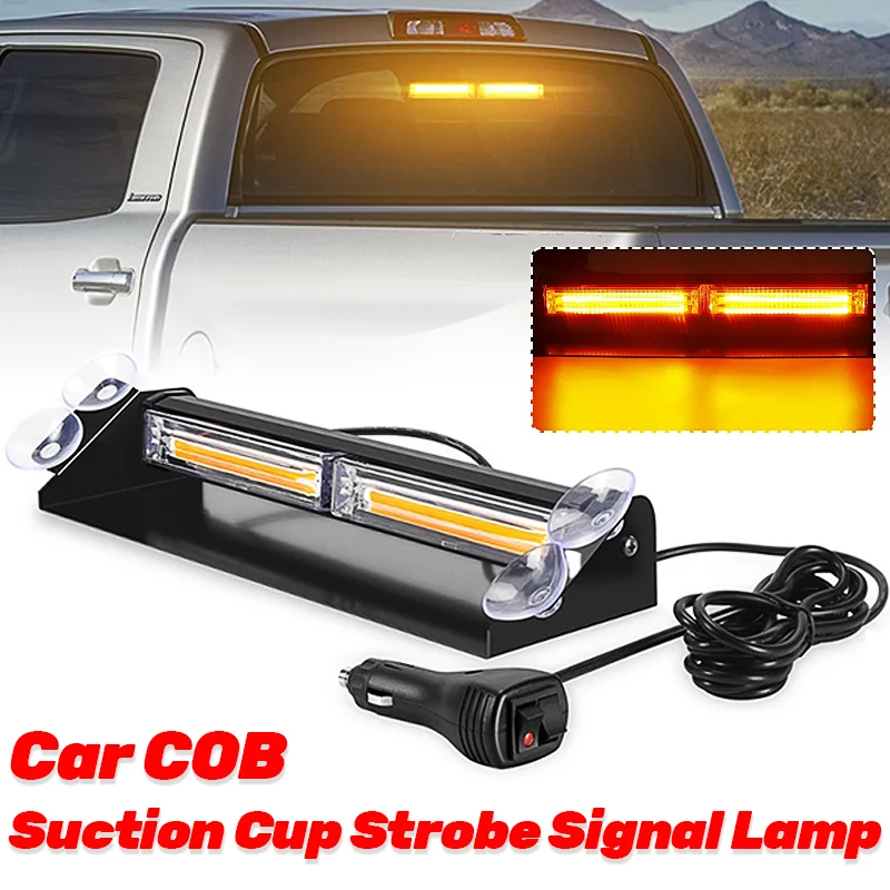 Фото 12В 24В Автомобильные COB LED стробоскопы: синие, красные, мигающие сигнальные фонари для лобового стекла, высокое качество, для внедорожников и грузовиков