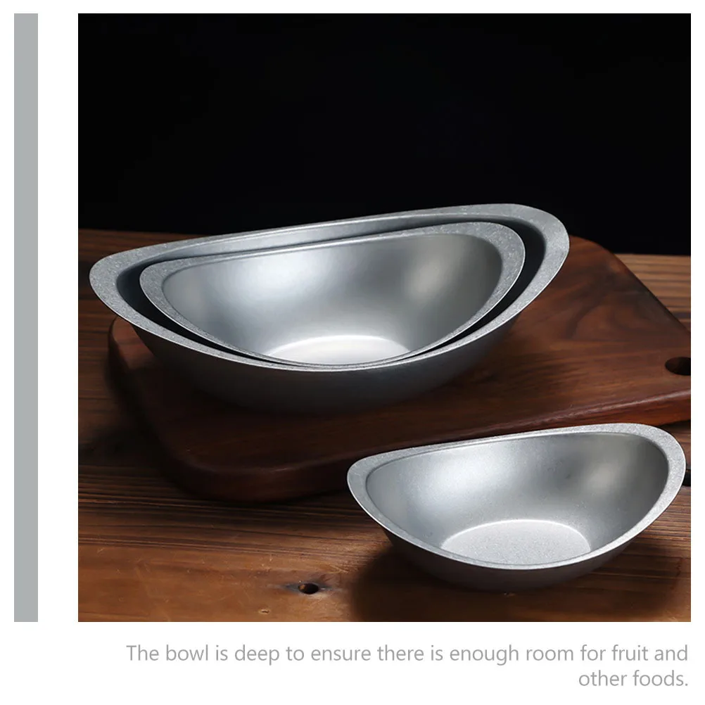 

Stainless Steel Bowl Ingot Shape Multifunctional Food Snack Salad Fruit Storage Deep Serving Bowl Home Kitchen Accessory