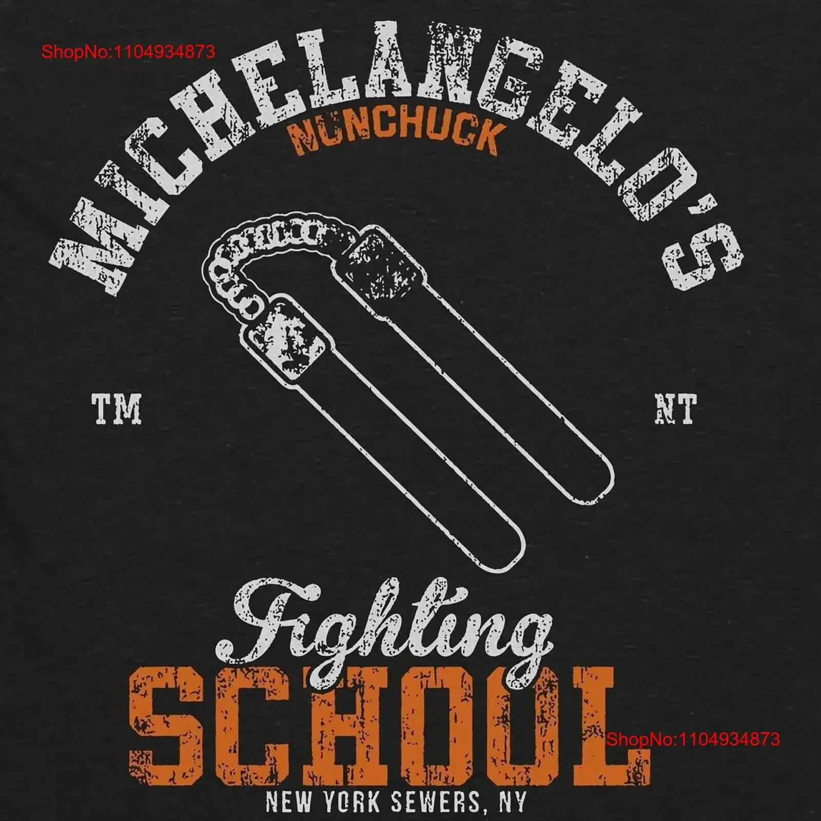 

Футболка с нунчаком Микеланджело, забавная пародия из фильма для взрослых, мужская поп-культура, винтажный потертый унисекс, домашний топ для повседневной носки