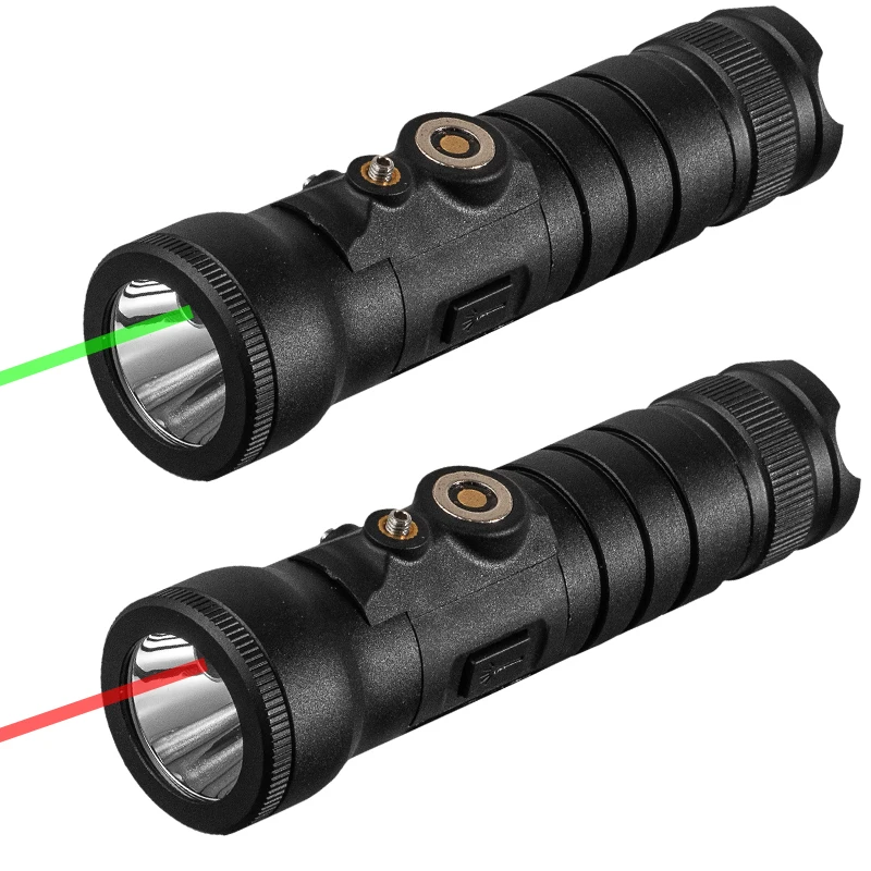 

800 Lumens Tactical Flashlight Red Green Laser Sight Magnetic Charging Weapon Gun Light Pistol Light for 20mm Picatinny Rail