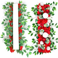 100cm Luxury White Rose Artificial Flower Row Wedding Table Centerpiece Flowers Backdrop Wall Arches Decor Party Stage Floral 5