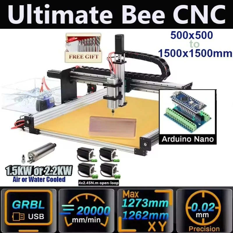 10%OFF BulkMan3D 5050~1515 Sizes Ultimate Bee Full/Complete Kit 2.45N.m Open Loop Motor 4-Axis Grbl System Ball Screw CNC Router