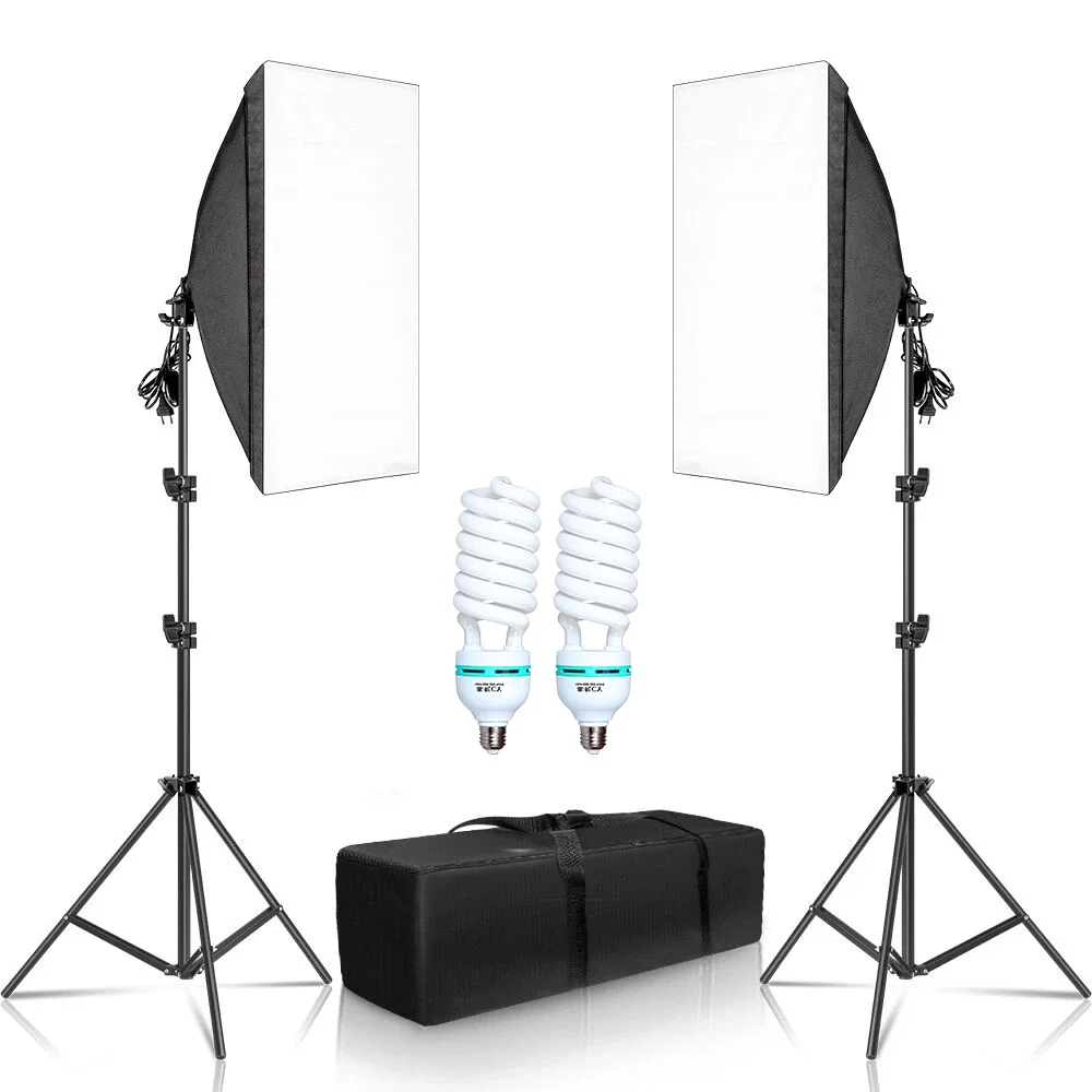 Photography 50x70CM Softbox Lighting Kits Professional Light System With E27 Photographic Bulbs Photo Studio Equipment