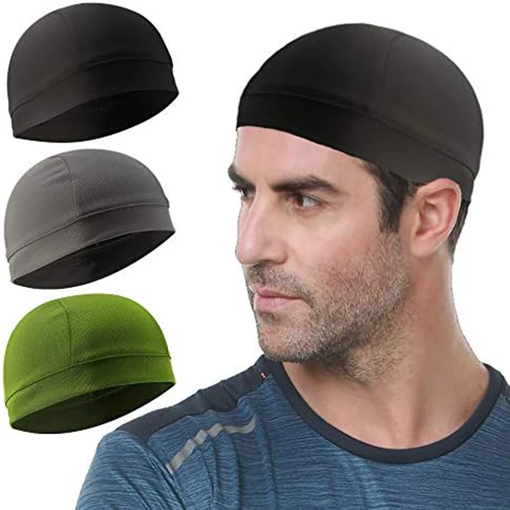 Men Women Cooling Skull Cap Thin Helmet Liner Sweat Wicking Cycling Running Hat Breathable Summer Beanie Cap