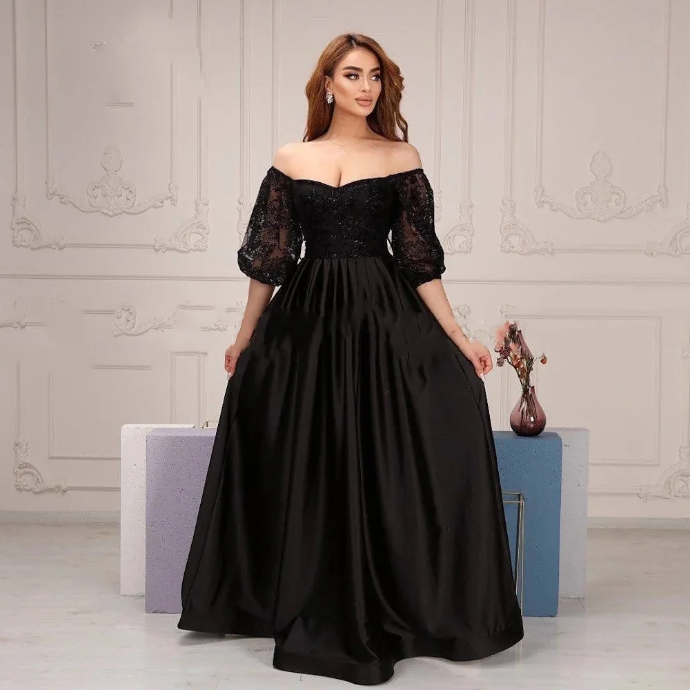 Muloong Off-the-shoulder Neckline Floor-Length Women Elegant And Pretty Luxury Prom Dress