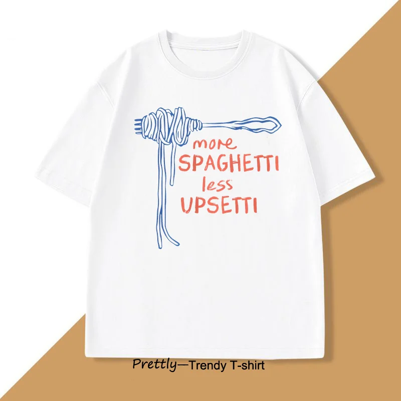Spaghetti T Shirt Funny Food T-Shirt Foodie Food Humor Printed Tshirt Cotton Short Sleeve Fast Shipping Pure Cotton Tees Clothes image 3