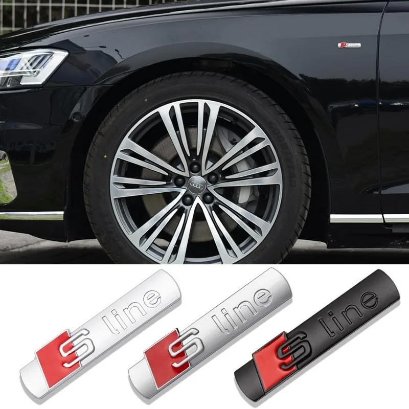 3D SLINE Emblem Car Body Trunk Sticker Auto Decoration Accessorie for Audi S Q7 A1 A7 Q3 8L TT Mk2 C5 A5 A3 A4 B8 8P 8V A6 C7 A8