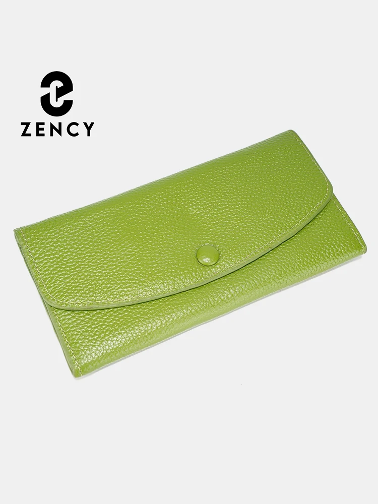 Zency Fashion Retro Bags Women Genuine Leather Clutch Bag High Capacity Quality Wallet Card Case Coin Long Zipper Purse