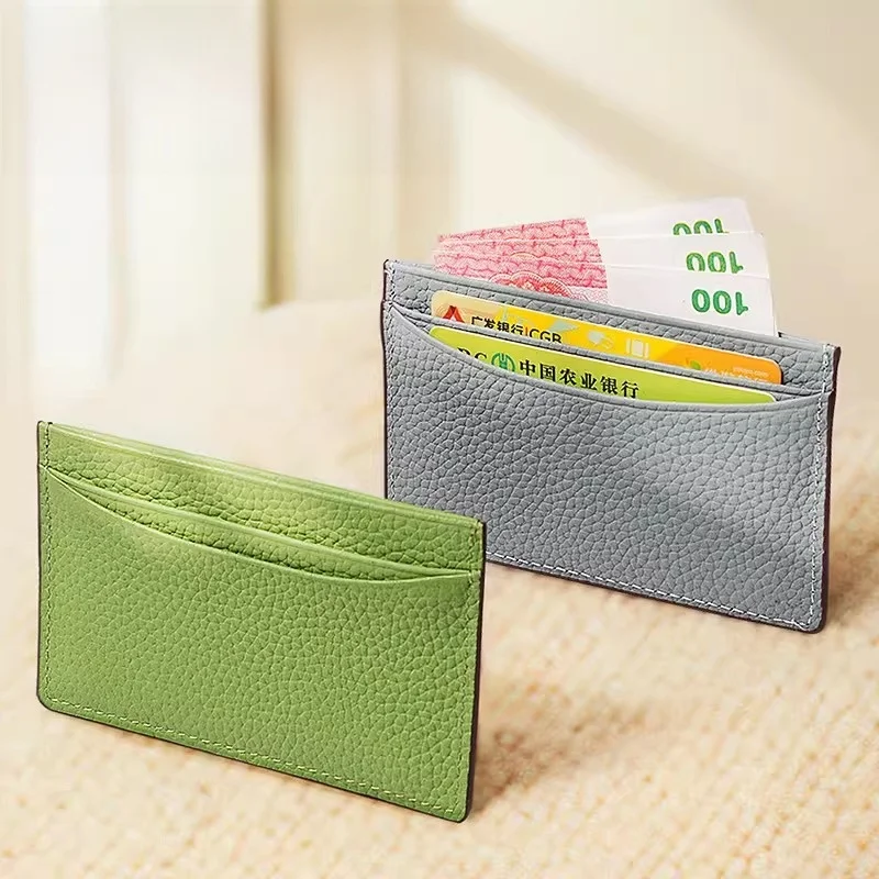 

Ультратонкий кошелек-кардхолдер из натуральной кожи для мужчин и женщин, легкий чехол для хранения документов и банковских карт, функциональный S...