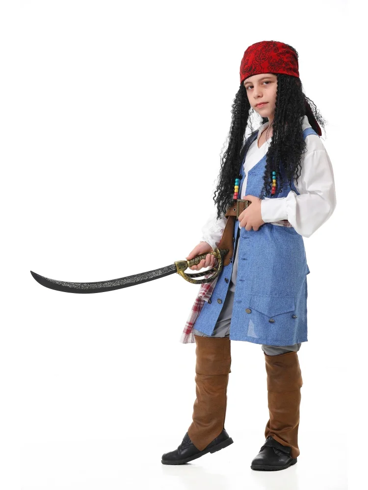 Unisex Retro Piraten-Cosplay-Outfit Blaue Weste Halloween Karneval Familien-Paar Kostüm Bühnenkostüm 2026 – Detail 34
