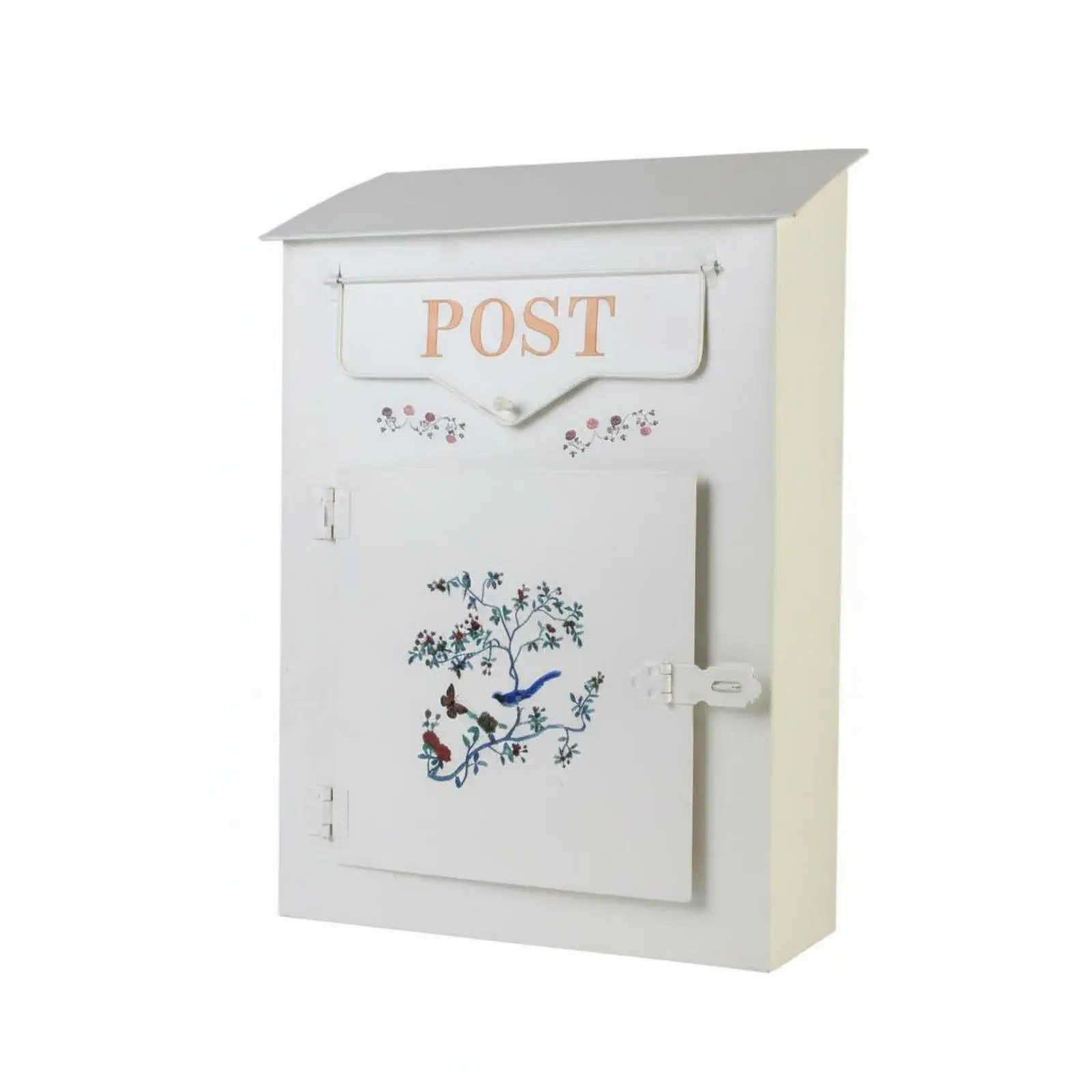 Vintage Metal Mailbox Bird Pattern Rustic Letter Box Home Decor Nostalgic Charm