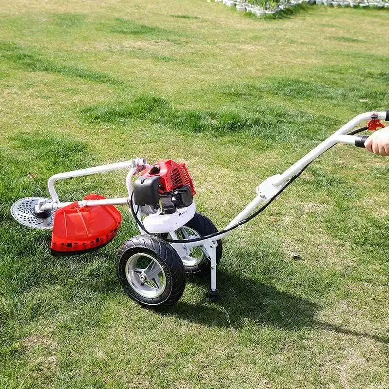 4 Stroke 35.8cc Wheeled Brush Cutter Adjustable Cutting Height Gas Grass Trimmer Professional Garden Lawn Mower 1 Year Warranty