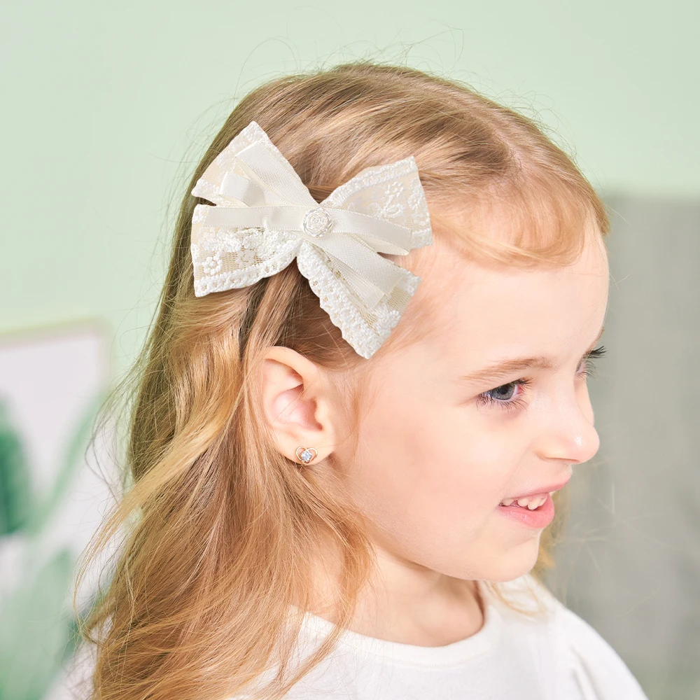 2 개/대 레이스 머리 활 클립 귀여운 소녀 머리핀 솔리드 헤어 클립 바레트 어린이 모자를 쓰고 있죠 패션 헤어 액세서리 도매