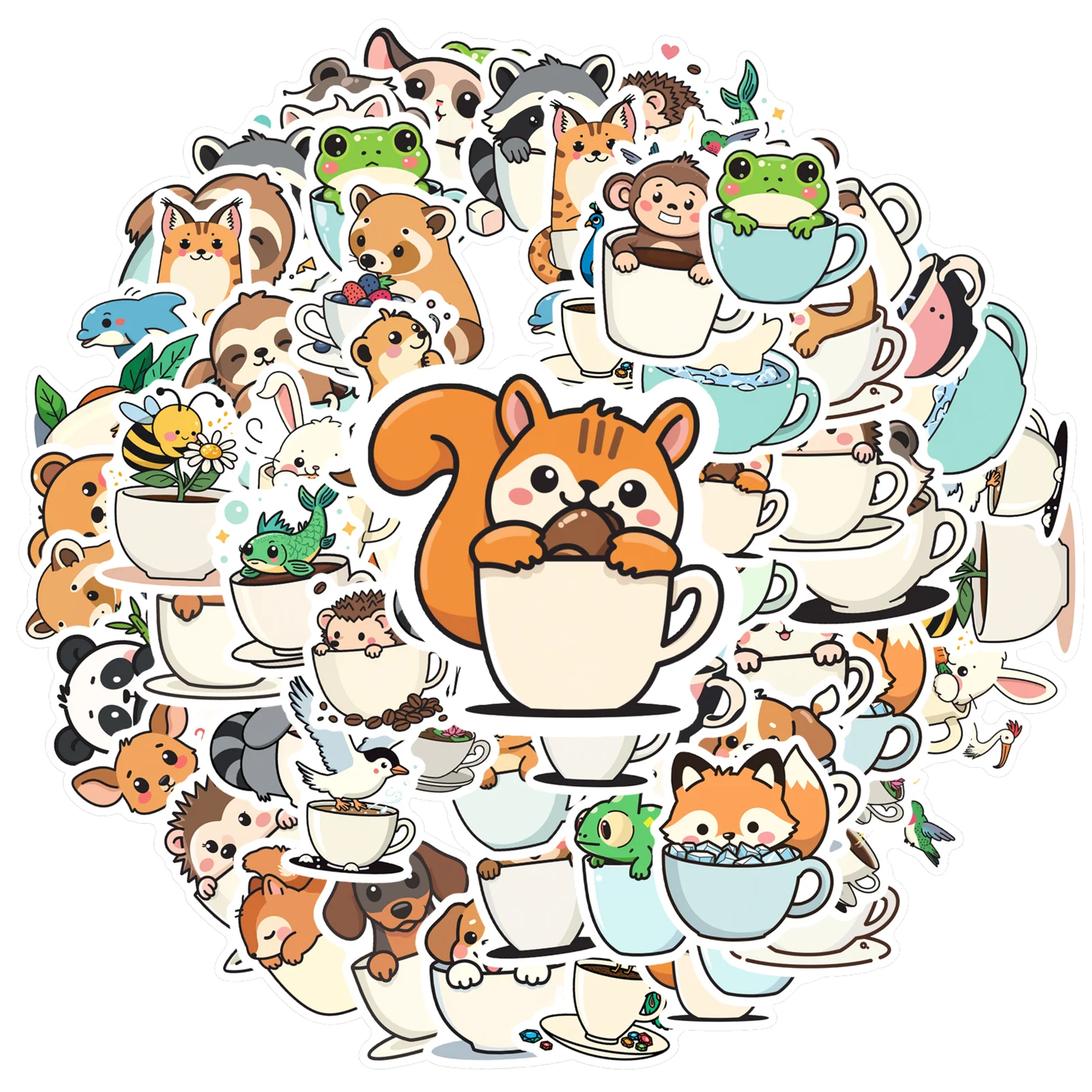 35-100 قطعة كأس الحيوان ملصق ألبوم سكرابوكينغ لاصقة تزيين Kawaii القرطاسية المعلم مكافأة ملصقات ديكو الأمتعة المحمول