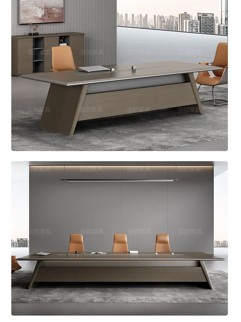 Office furniture light luxury conference table Long table and chair combination simple modern large meeting room negotiating tab