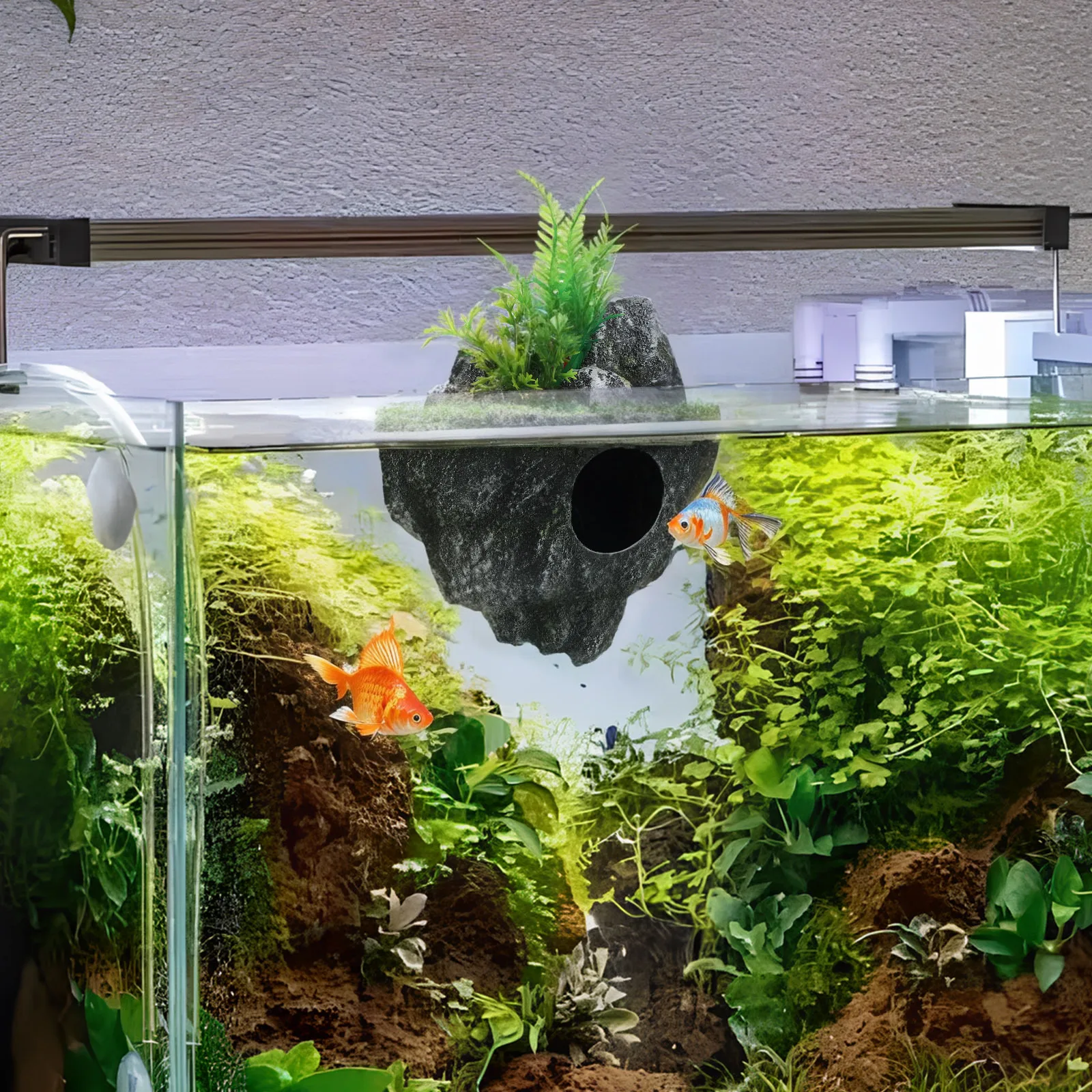 

Floating Stone Aquarium Decoration Realistic Rock Fish Tank Ornament Hideaway Shelter Decor Fish Tank Ornaments