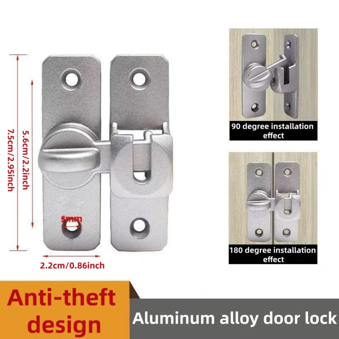 Barn Door Lock -90/180 Degree Sliding Door Safety, Rust Proof Double Cabinet, Used for Wardrobes, Bathrooms, French Doors, Barns
