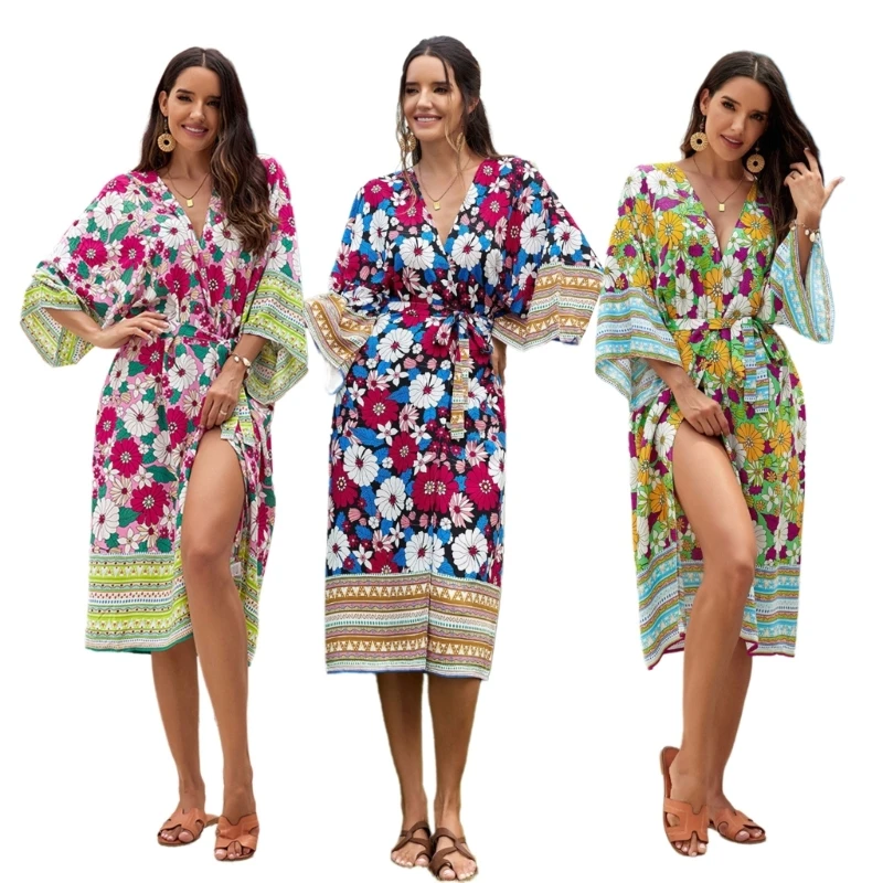 Cardigans com estampa flores saída praia