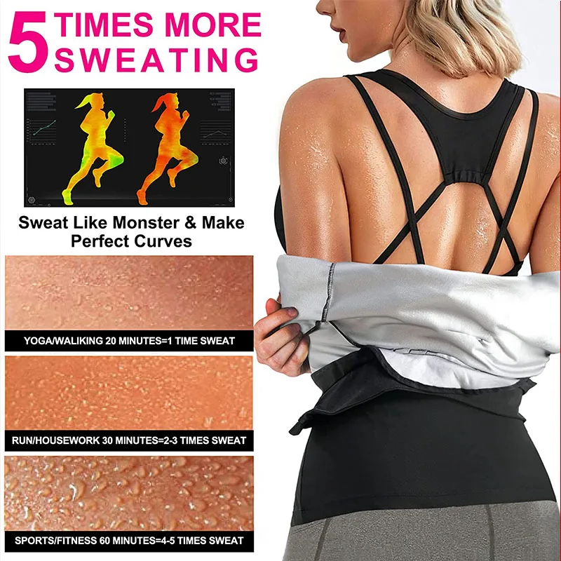 MrifDila Waist Trainer Body Shaper Shirts Sauna Suits 5XL Gym Tops 5 Times Sweating Slimming Fat Burn Hot Sweat Shirt Shapewear