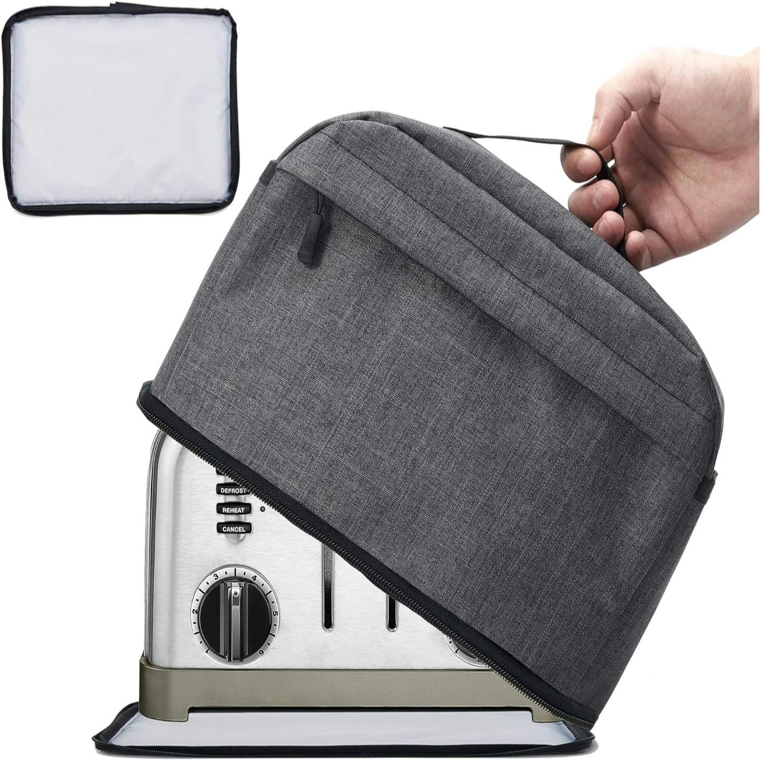 

Dark Gray VOSDANS 4 Slice Toaster Storage Bag - Convenient, Durable, Machine Washable - Reliable Patent Design for Dust and Fing