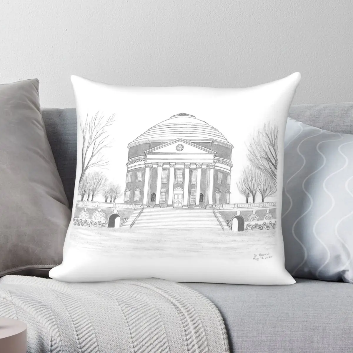 University Of Virginia Rotunda Square Pillowcase Polyester Linen Velvet Printed Zip Decorative Pillow Case Bed Cushion Cover