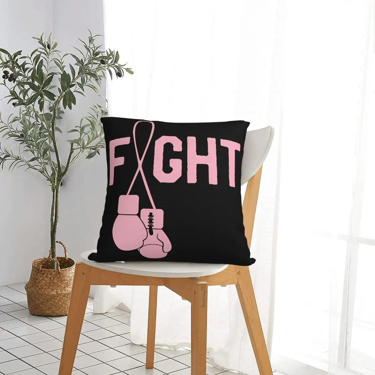 Fight Breast Cancer Awareness Month Ribbon Survivor Fighter Throw Pillow Cover Throw Pillow Custom Pillowcover Home Decor