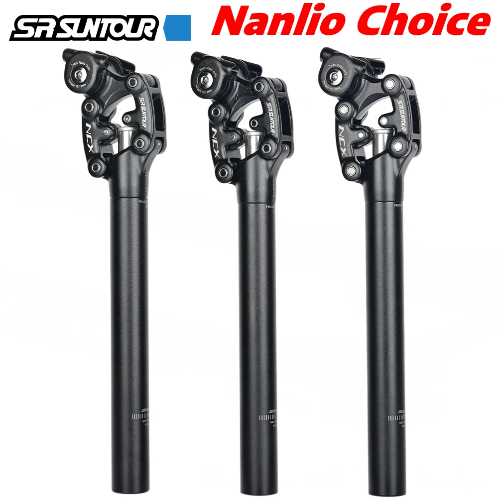 Nanlio Mountain Bike Seat Post with SR Suntour NCX Damping Suspension, 50mm Travel 27.2/28.6/30.0/30.4/30.9/31.6*350mm Seat Tube