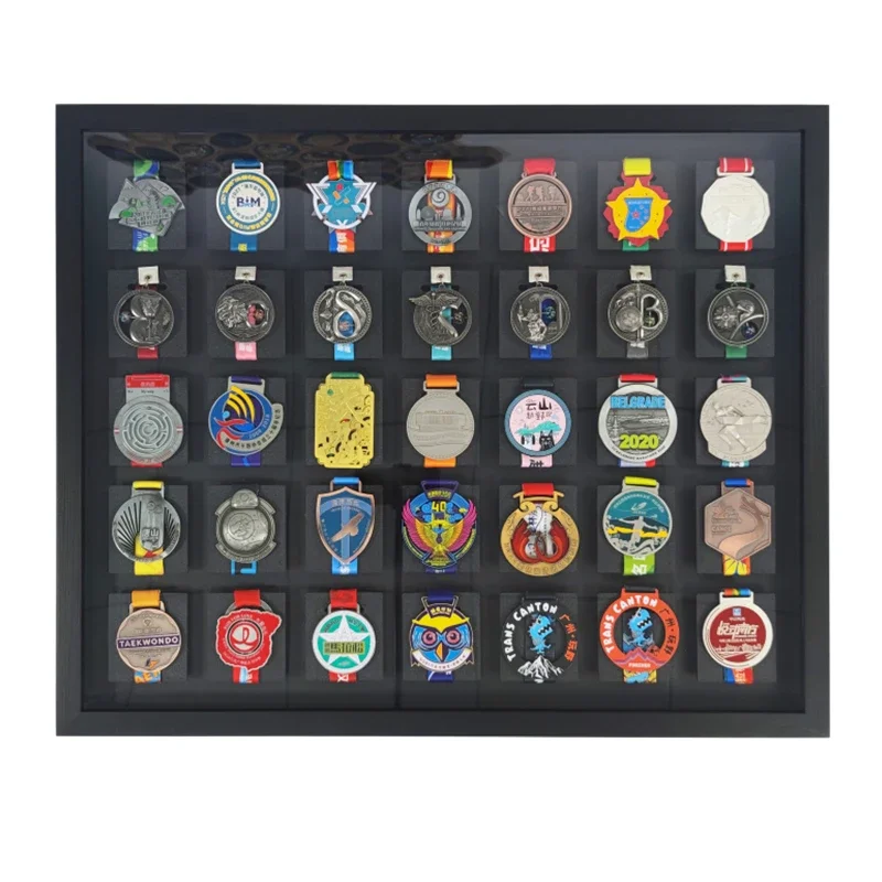 

Solid Wood Marathon Medal Frame Display, Shadow Box, , Wall decoration With Sport Runner Theme，Perfect Gift for Athletes